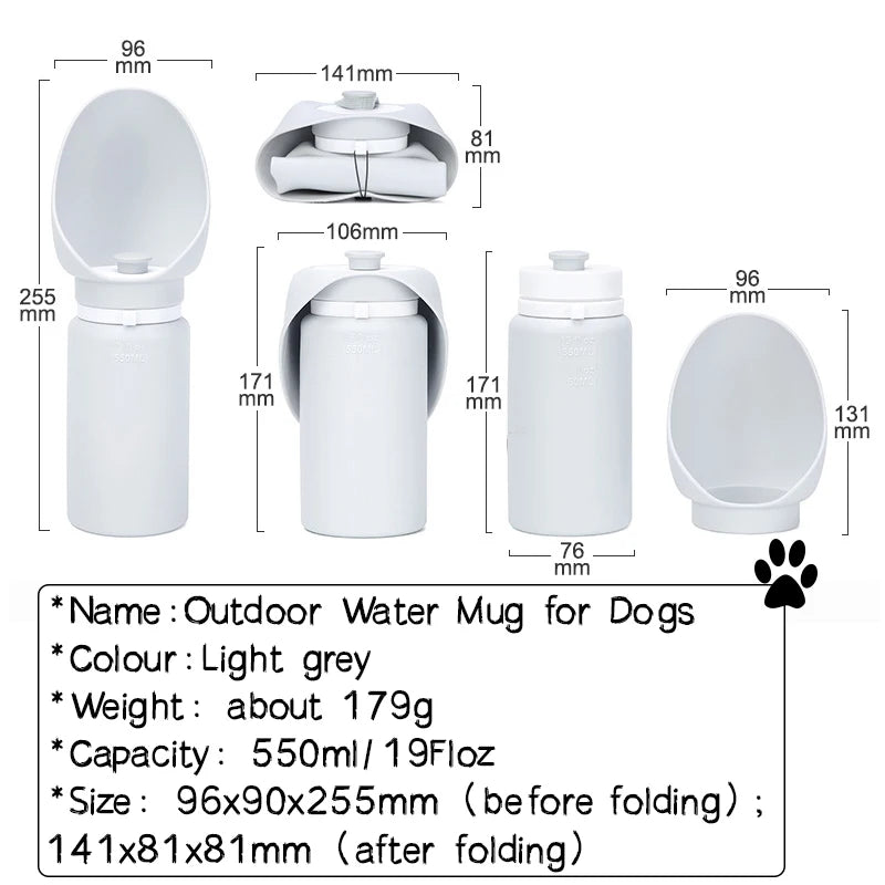 Foldable Silicone Pet Water Bottle (550ml)