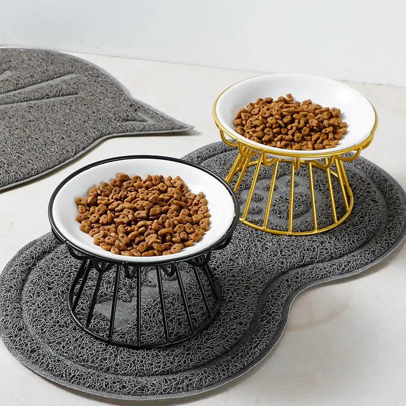 Elevated Ceramic Pet Bowl with Metal Stand