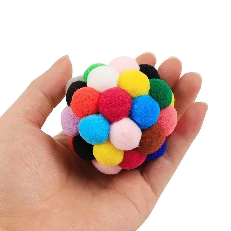 Colourful Pompom Bell Ball Cat Toy