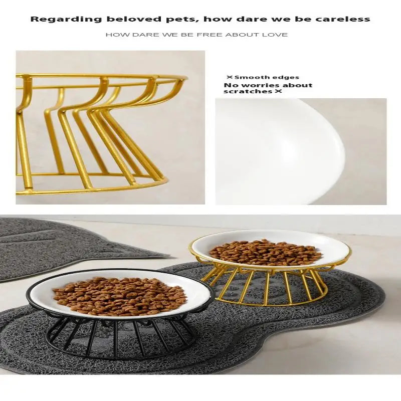 Elevated Ceramic Pet Bowl with Metal Stand