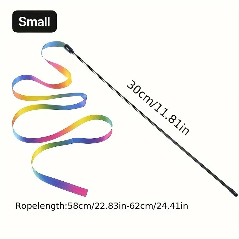 Rainbow Strips Cat Teaser Wand