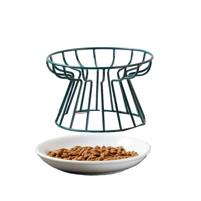 Elevated Ceramic Pet Bowl with Metal Stand