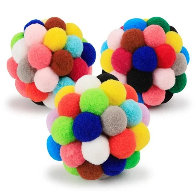 Colourful Pompom Bell Ball Cat Toy