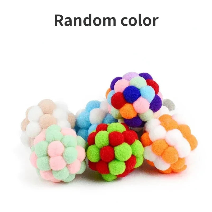 Colourful Pompom Bell Ball Cat Toy