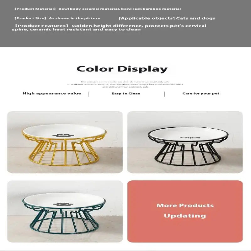Elevated Ceramic Pet Bowl with Metal Stand