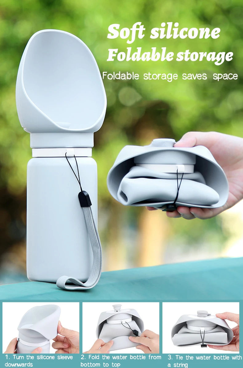 Foldable Silicone Pet Water Bottle (550ml)
