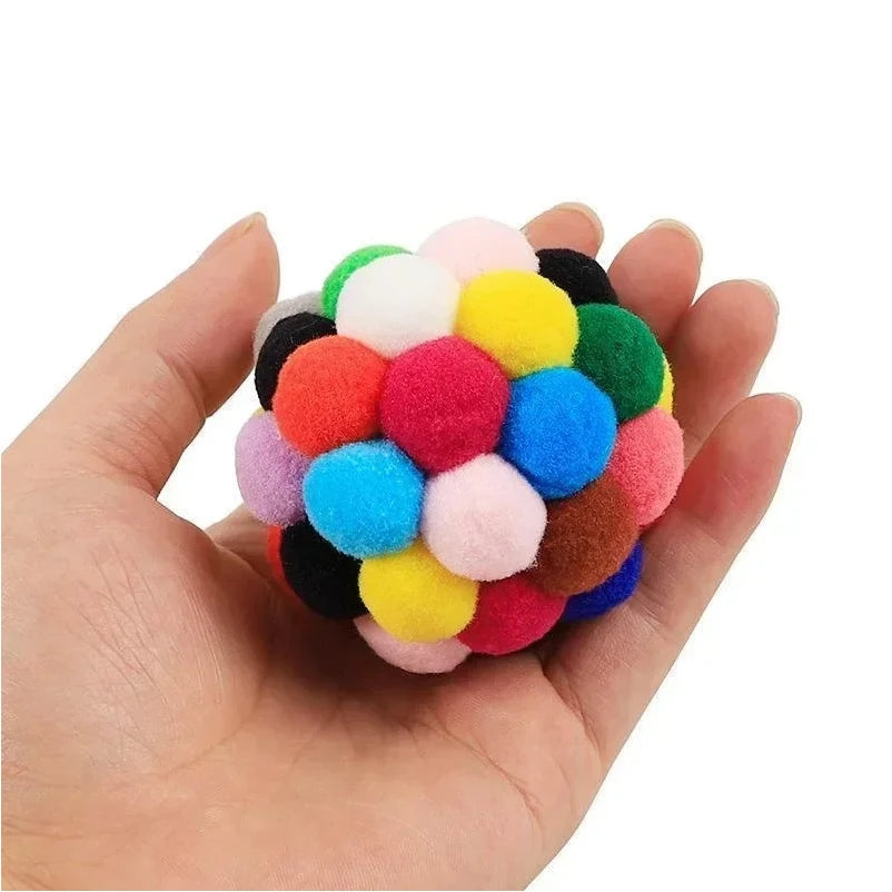 Colourful Pompom Bell Ball Cat Toy
