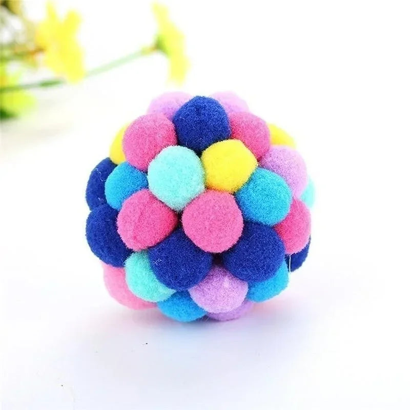 Colourful Pompom Bell Ball Cat Toy