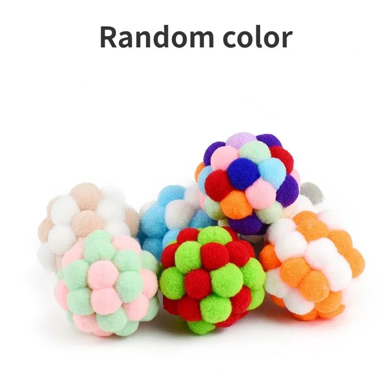 Colourful Pompom Bell Ball Cat Toy