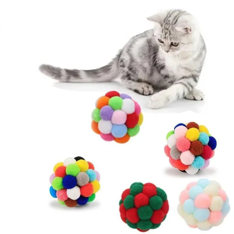 Colourful Pompom Bell Ball Cat Toy
