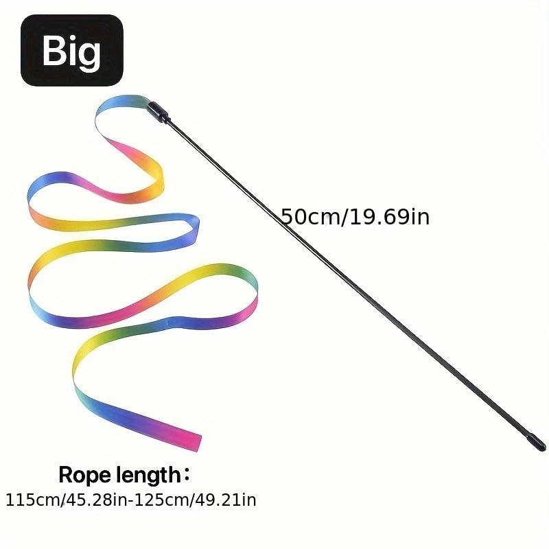 Rainbow Strips Cat Teaser Wand