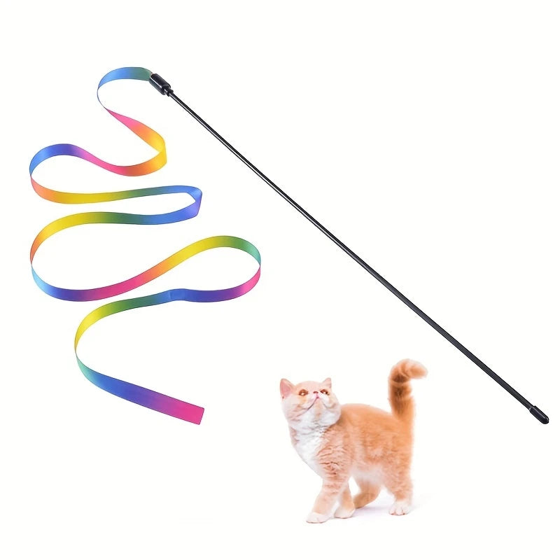 Rainbow Strips Cat Teaser Wand