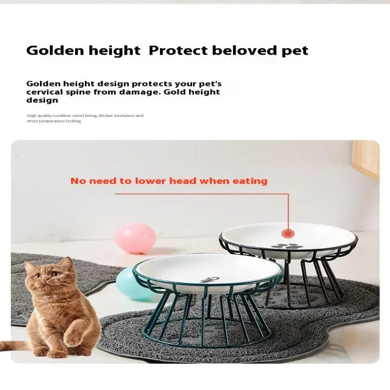 Elevated Ceramic Pet Bowl with Metal Stand