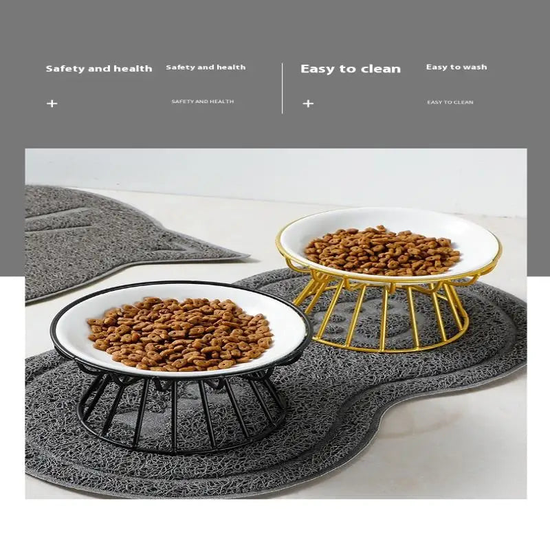 Elevated Ceramic Pet Bowl with Metal Stand