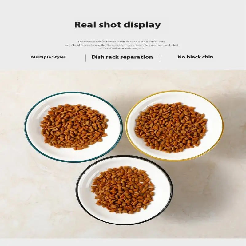 Elevated Ceramic Pet Bowl with Metal Stand