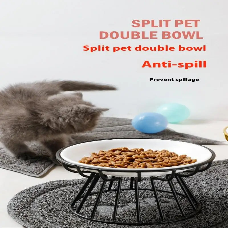 Elevated Ceramic Pet Bowl with Metal Stand