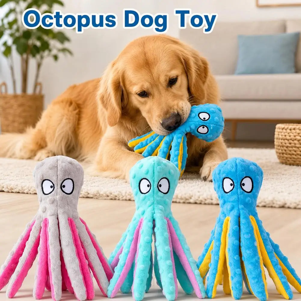 Squeaky Octopus Plush Dog Toy